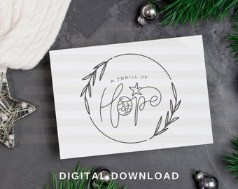 Una emoción de esperanza, tarjeta de Natividad imprimible, tarjeta de Navidad, tarjeta de felicitación navideña, descarga instantánea