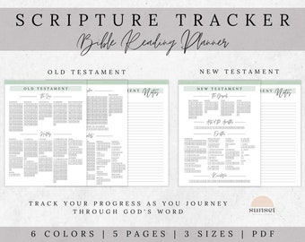 Rastreador de lectura de las Escrituras imprimible, Plan de lectura de la Biblia, Guía de lectura de la Biblia imprimible, Descarga digital