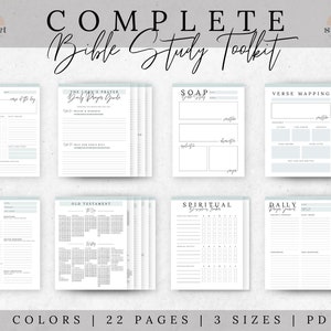 Printable Bible Study Guide, Complete Bible Study Template, Printable Bible Study Toolkit, Prayer Journal, Digital Download