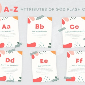 ABC Attribute of God Flashcards, druckbare Charakter of God Karten, A-Z Schrift Memory Vers Karten, digitaler Download