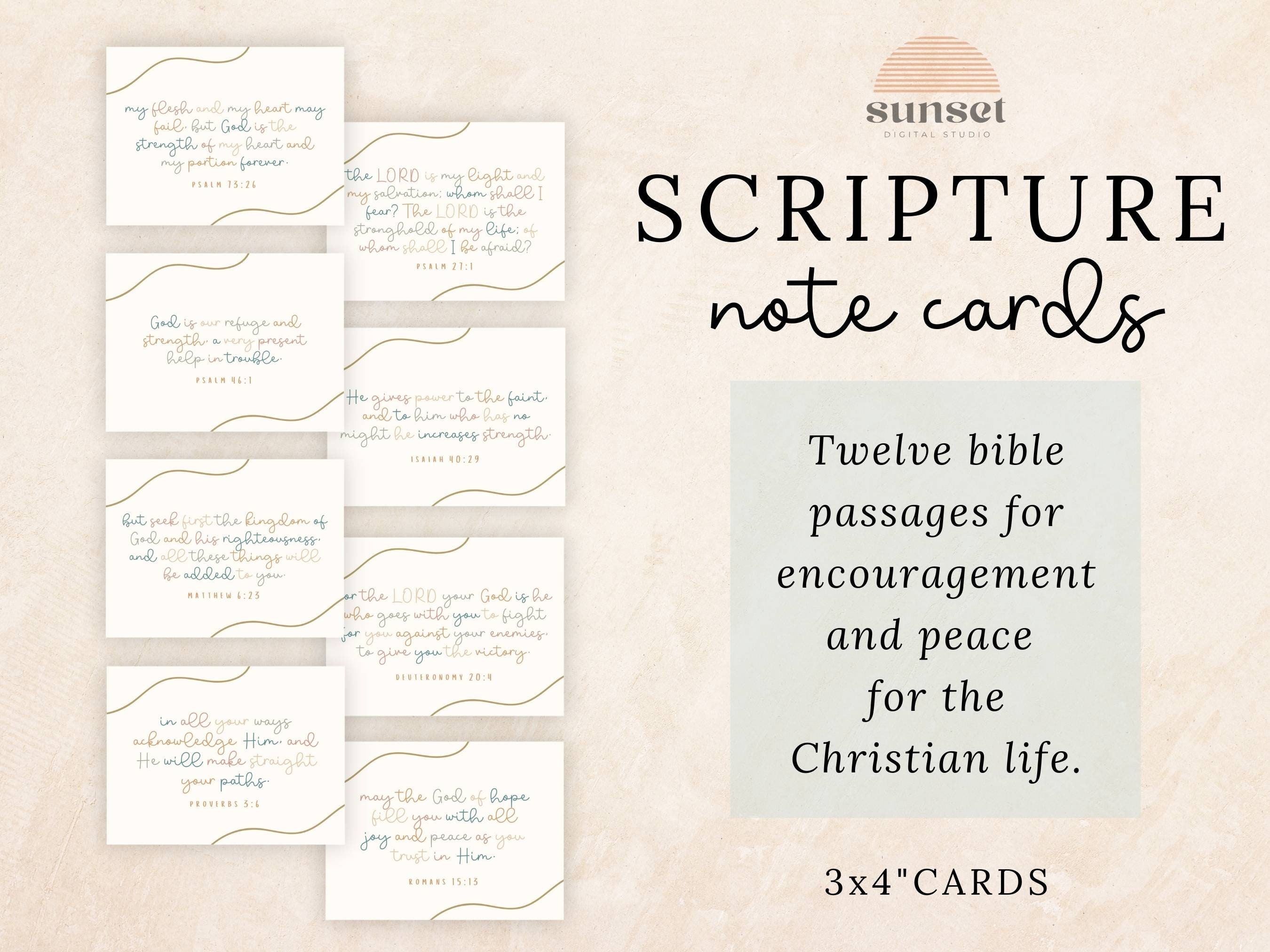 24 Printable Bible Verse Cards, Encouraging Scripture Memorization ...