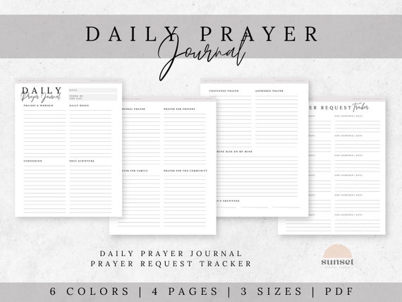 Daily Prayer Journal, Printable Christian Prayer Journal, Prayer Request Journal, Digital Download