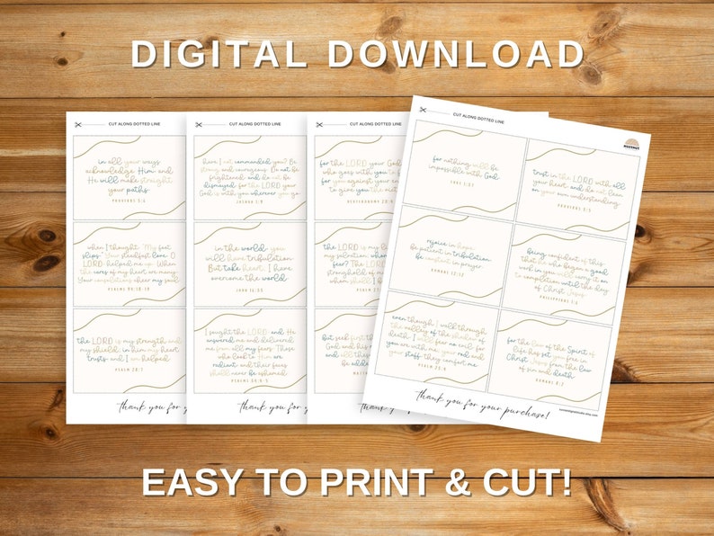 60 Printable Bible Verse Cards, Scripture Memorization Card Bundle ...