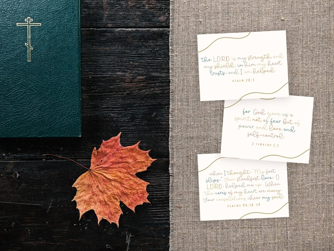 24 Printable Bible Verse Cards, Encouraging Scripture Memorization ...