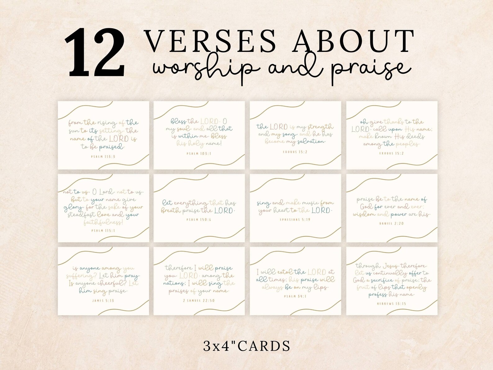 60 Printable Bible Verse Cards, Scripture Memorization Card Bundle ...