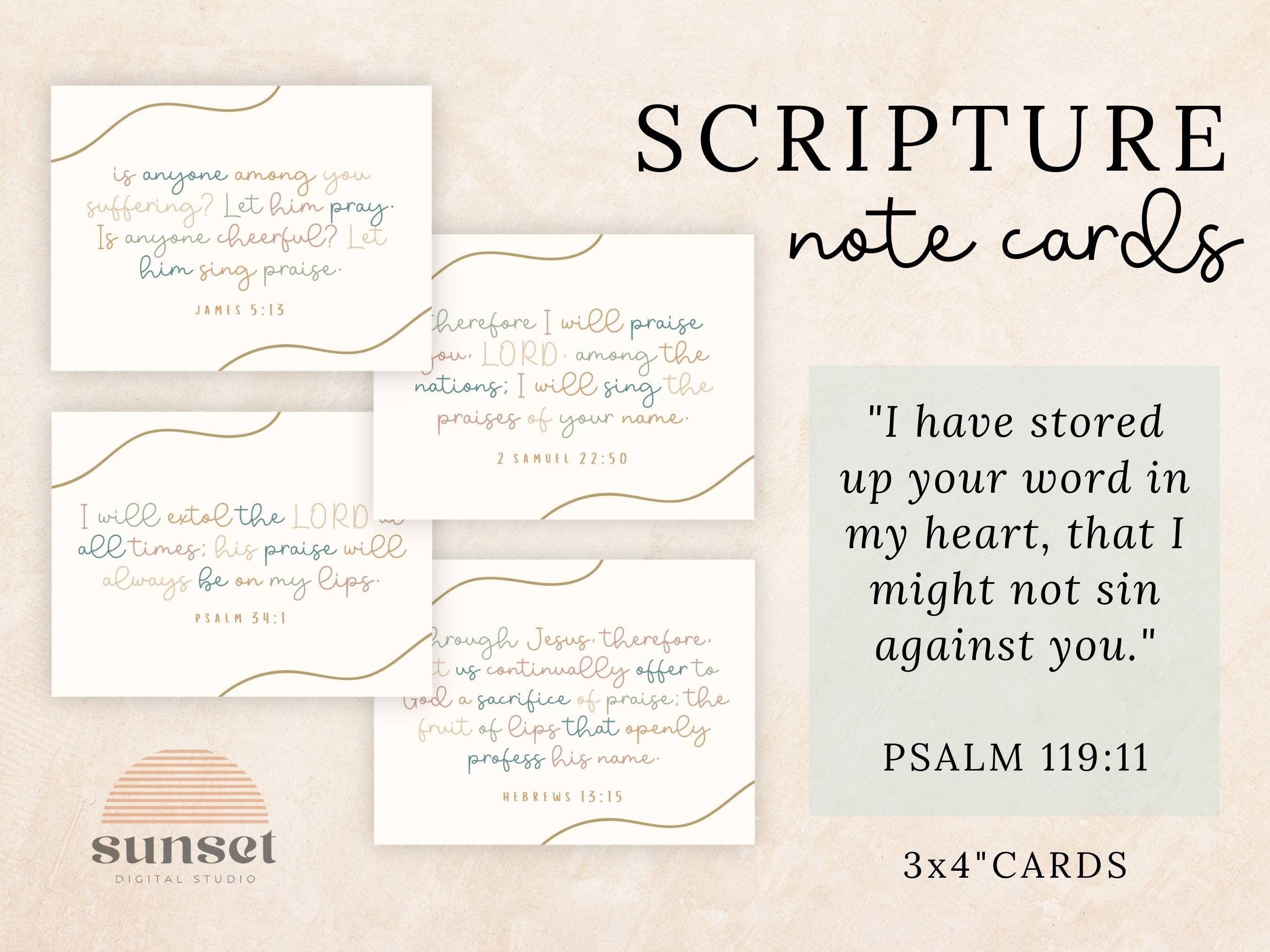 12 Printable Praise and Worship Bible Verse Cards, Encouraging ...