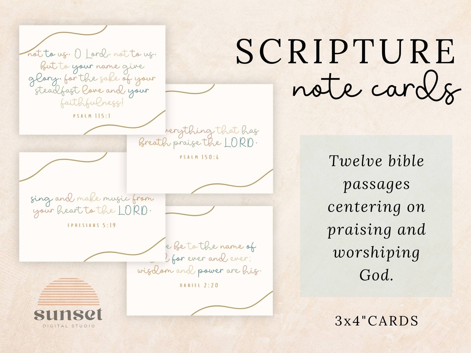 12 Printable Praise and Worship Bible Verse Cards, Encouraging ...