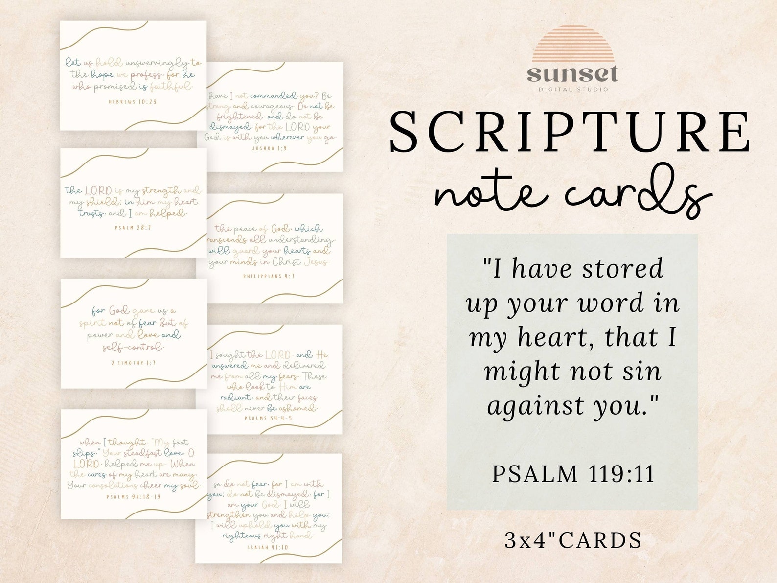24 Printable Bible Verse Cards, Encouraging Scripture Memorization ...