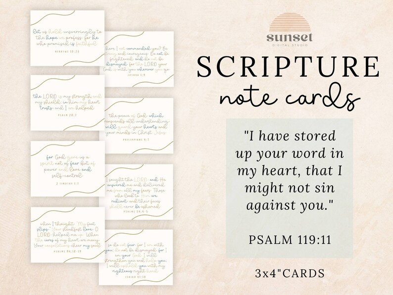 24 Printable Bible Verse Cards, Encouraging Scripture Memorization ...
