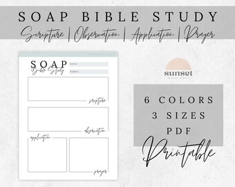 Printable SOAP Bible Study Template, Bible Study Guide, Printable Prayer Guide, Digital Download