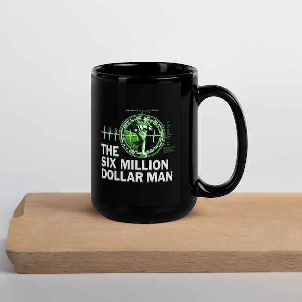 Six Million Dollar Man | Retro 70s Classic TV Black Glossy Mug