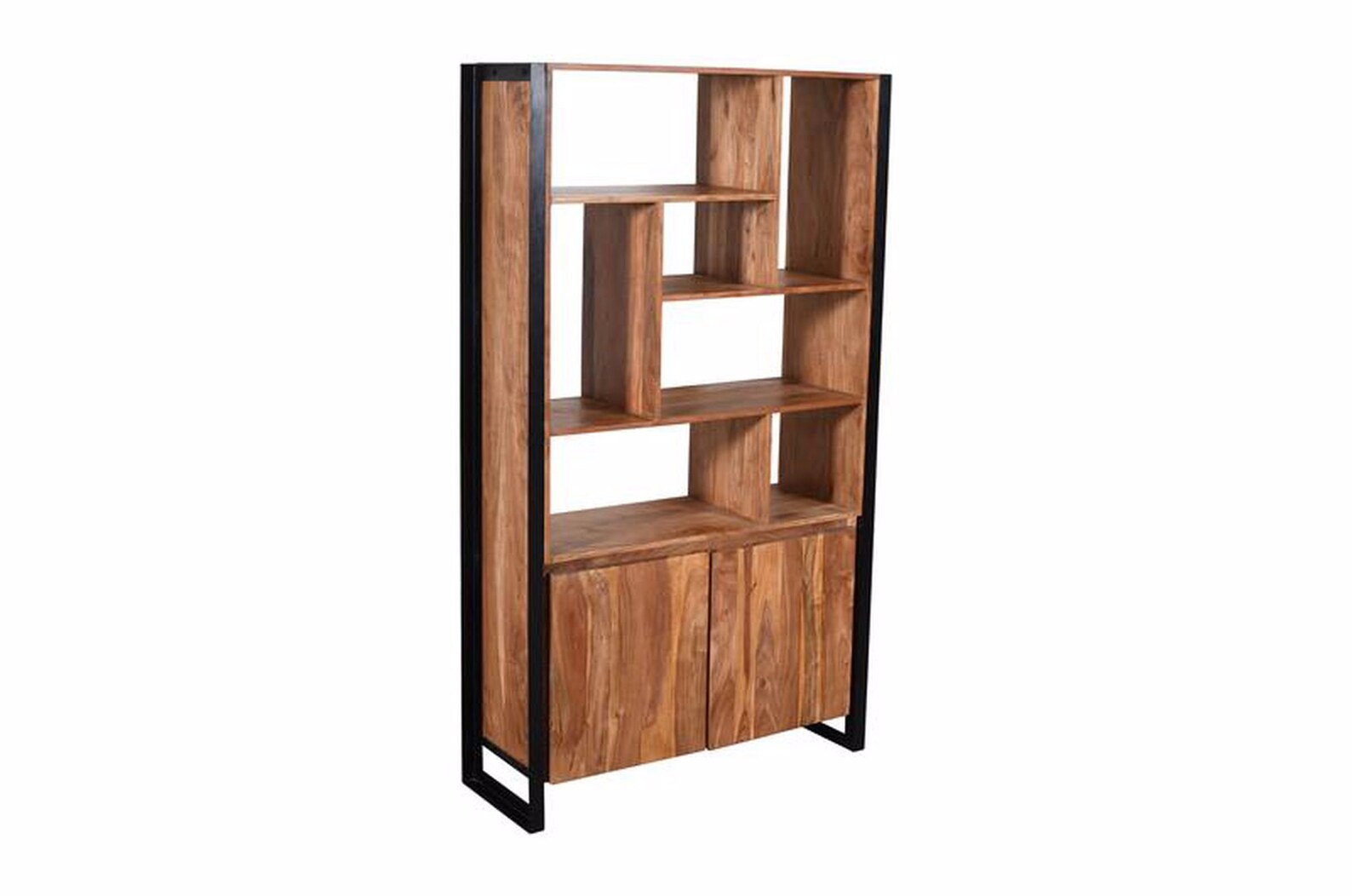 SOLID WOOD BOOKCASE With 2 Doors Tall Wood Bookcase Etsy