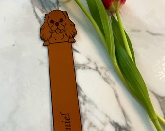 Personalised Leather Spaniel Dog Bookmark