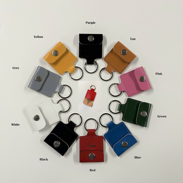 Personalised Leather Coin / Ring / SD Card / Token Pouch / Holder / Keyring