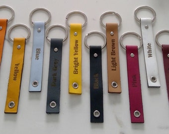 Personalised Engraved Leather Keyring in a Choice of Colours with Eyelet