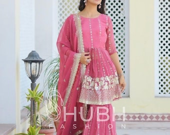 Silk Embroidered Sharara Set: Bollywood Festival Wear