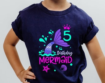 Custom Mermaid Birthday Shirt,Birthday Shirt With Any Age Birthday Shirt,Girl Birthday Shirt,Birthday Girl Tee,Matching Birthday Family