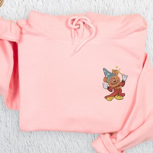 Pumpkin Sorcerer Halloween Sweatshirt, Embroidered Fall Pullover, Cozy Autumn Hoodie Gift, Cute Pumpkin Wizard Costume Sweater Threaded Gift