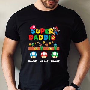 Personalized Super Daddio Game Shirt,Super Mommio Shirt,Father&#39;s Day,Super Kiddio Shirt,Gift for Dad,Matching Family Tee,Custom Kids Name