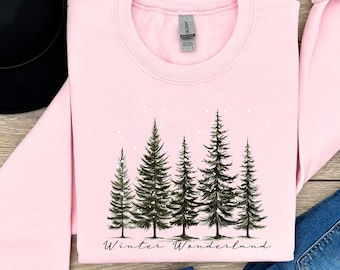Rustic Winter Wonderland Sweatshirt, Christmas Forest Crewneck, Snowy Tree Pullover, Cozy Cabin Winter Sweater, Holiday Gift Idea for Her