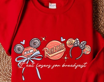 Cars Inspired Crewneck Sweatshirt, Lightning Bow Ears Pullover, Racing Quote Top