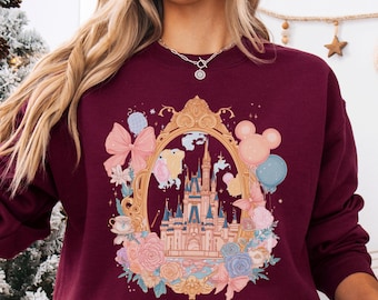 Pastel Disney Castle Sweatshirt, Princess Park Pullover, Disney Magical Castle Crewneck