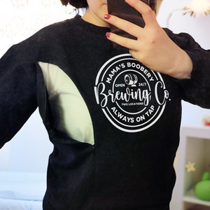 Breastfeeding Brewery Sweatshirt, Mama Boobery Brewing Co. Breastfeeding Sweatshirt, Breastfeeding Clothing, Mama Apparel, Pregnancy Clothes