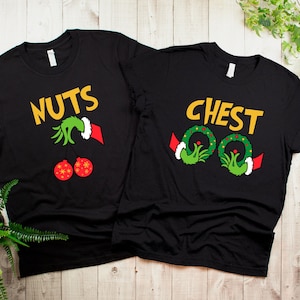 Chest And Nuts Couples Christmas T-Shirt, Funny Christmas Shirt, Couples Christmas Sweatshirts, Christmas Humor, Holiday Tee, Funny Saying