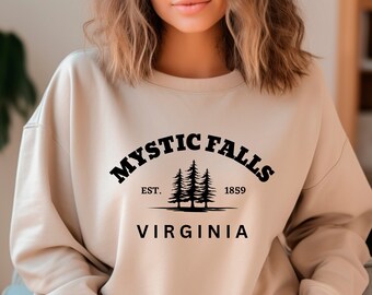Mystic Falls Sweatshirt, Vampire Diares, Virginia Crewneck, Fall Sweatshirt, Mystic Falls Shirt, Halloween Sweatshirt, Halloween Shirt