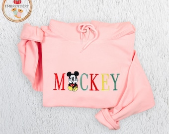 Disney Mickey Threaded Embroidery Sweater, Sweet Mickey Mouse Embroidered Jumper, Disney Character Embroidered Sweatshirt, Cute Unisex Gift