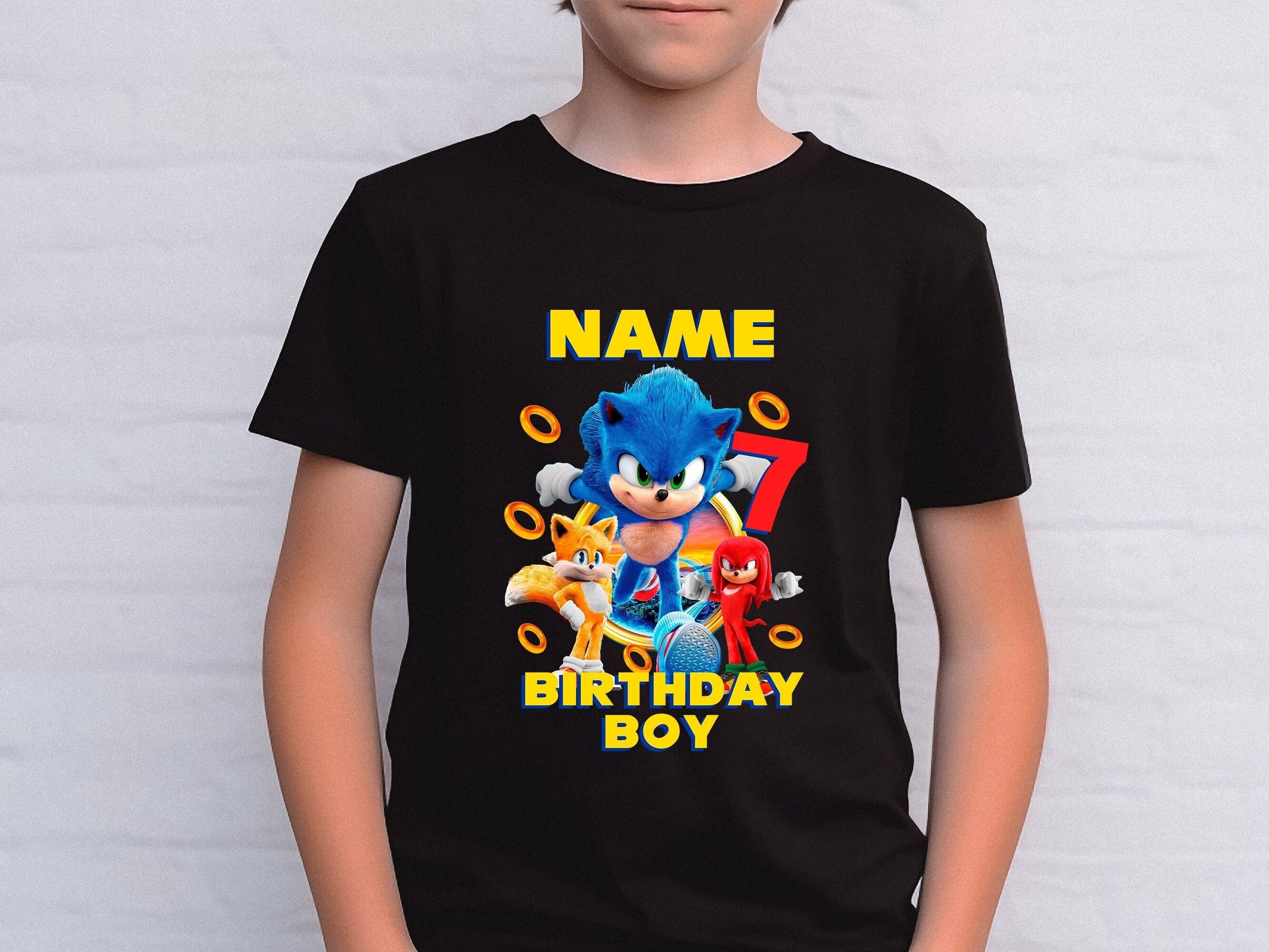 Custom Sonic Birthday Shirt Print Name And Age Png Design Classic T-Shirt -  TourBandTees