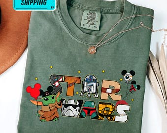 Vintage Disney Star Wars T-Shirt, Grogu R2D2 Mickey Mouse, DTF Printed Tee