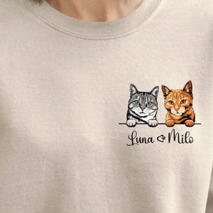 Custom Cat Sweatshirt with Names, Personalized Multi Cat Portrait Shirt, Gift for Cat Lovers, Custom Pet Breed Sweater