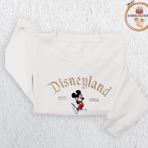 Retro Mickey Threaded Embroidery Sweater, Vintage Disneyland Embroidered Crewneck, Disneyland Est 1955 California Sweatshirt, Gift For Her