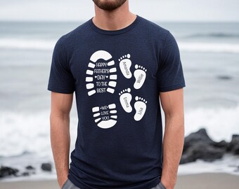 Personalized Dad Footprints Shirt, Custom Kids Names Tee, Custom Father's Gift