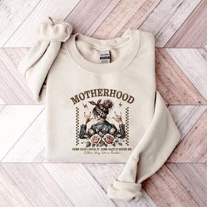 Motherhood Rocker Sweatshirt, Funny Mom Life Pullover, Some Days I Rock It Sweater, Cool Mama Gift, Floral Leopard Mom Top, Fun Gift for Her