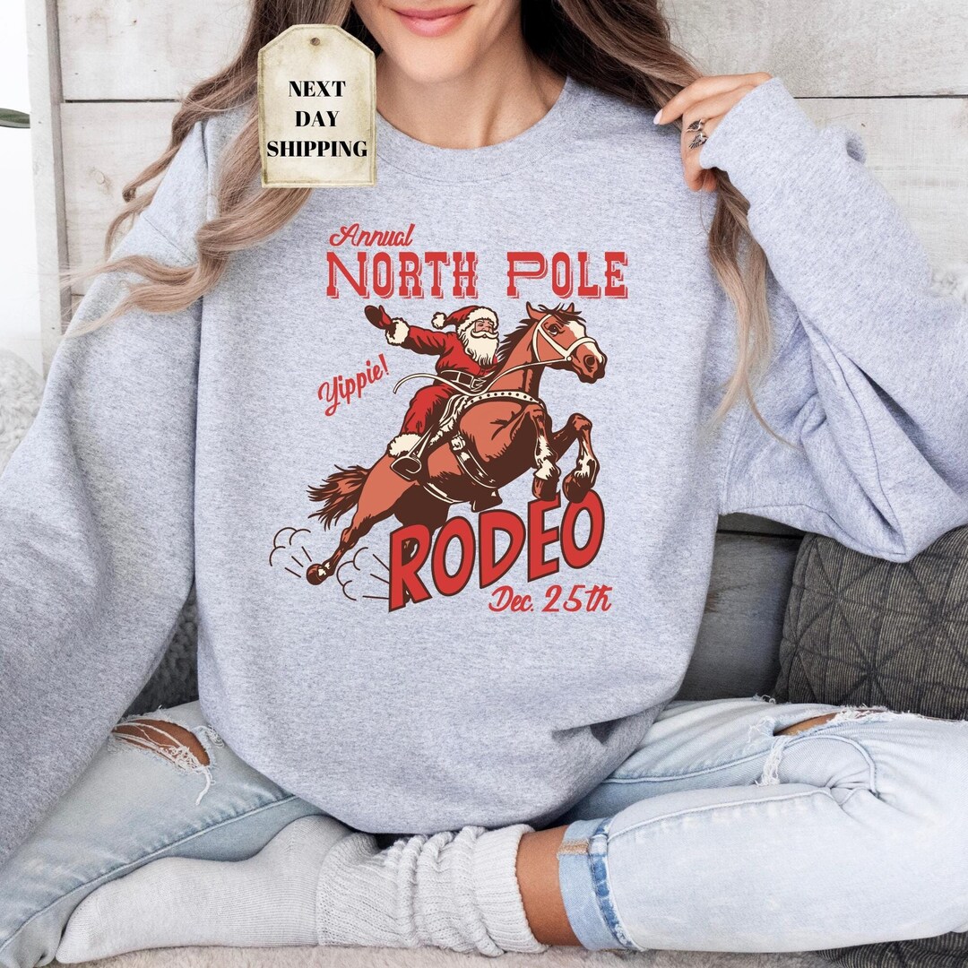 North Pole Rodeo Crewneck UNISEX Country Christmas Western Christmas ...