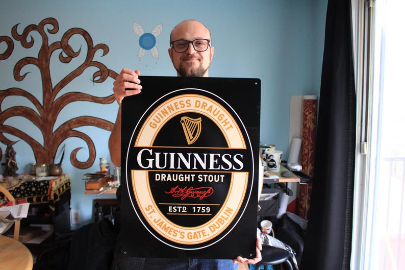 Hand painted Guinness aluminum tin sign - Sign Painting