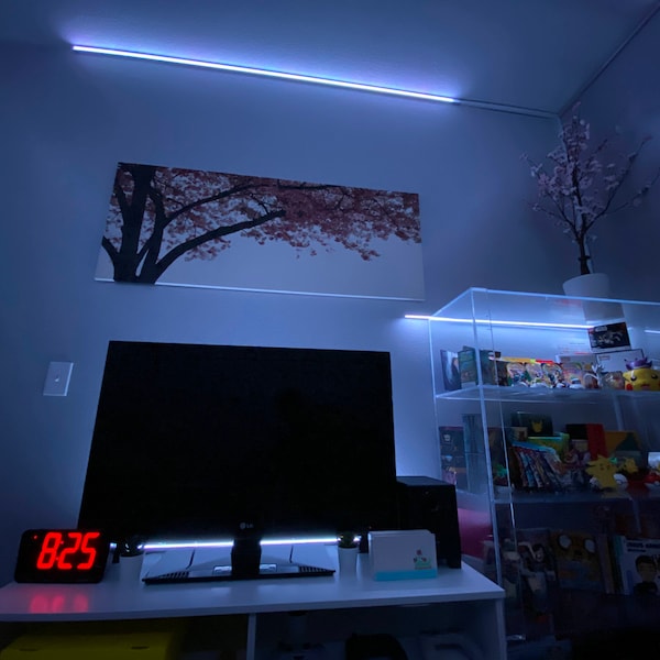 BattleStation Lighting 12 color LED 'STAFF' 2 meter (79") desktop or wall mount low profile RGB linear lamp with internal light shows