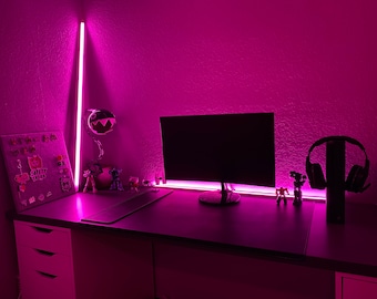 BattleStation Lighting 12 color LED 'STICK' 1 meter (39.5") desktop or wall mount low profile RGB linear lamp with internal light shows