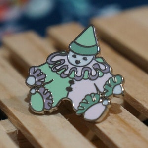 Pink and Green! Pastel Pierrot Clown Doll Hard Enamel Pin