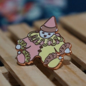 Orange and Yellow! Pastel Pierrot Clown Doll Hard Enamel Pin