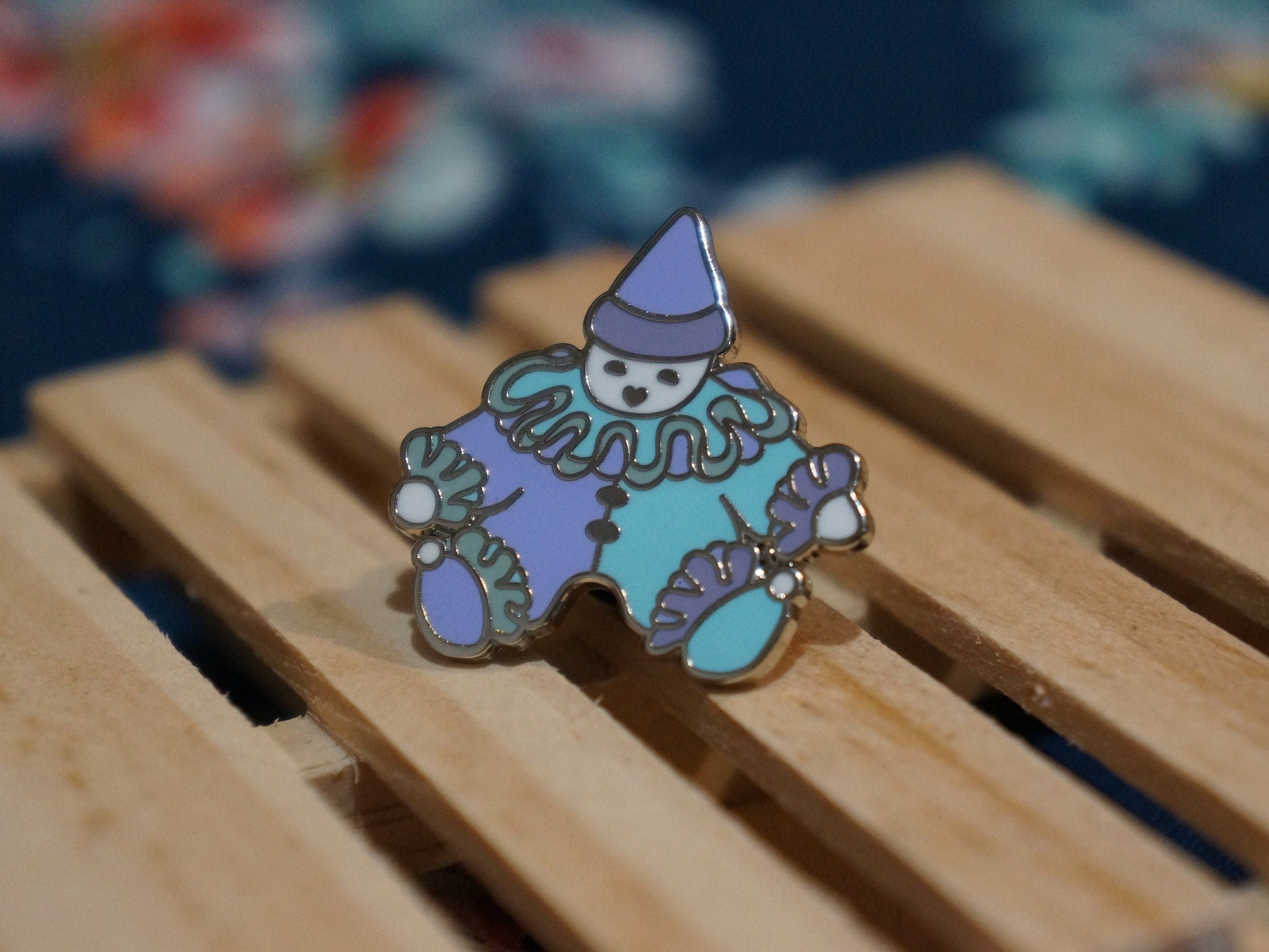 Purple and Blue! Pastel Pierrot Clown Doll Hard Enamel Pin