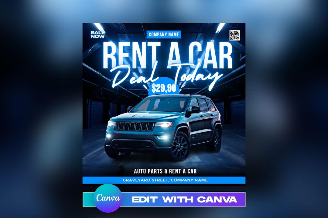 EDITABLE Car Rent Flyer, Editable Car Rental Service Design, DIY Auto ...