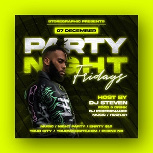 Event Flyer, DJ Flyer Template, Club Flyer, Party Invite Flyer, DJ Disco Flyer, Birthday Bash Flyer, Social Media Premade Flyer Design