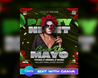 EDITABLE Cinco De Mayo Flyer Template, Fiesta Event Flyer, Night Party Flyer, Latin Carnival, Mexico Social Media Premade Flyer Design