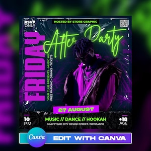 EDITABLE Club Flyer Template, Event Flyer, Night Party Invite Flyer , DJ Disco Flyer, Social Media Premade Flyer Design, Night Club Flyer
