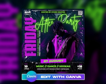 EDITABLE Club Flyer Template, Event Flyer, Night Party Invite Flyer , DJ Disco Flyer, Social Media Premade Flyer Design, Night Club Flyer