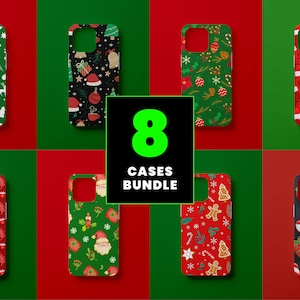 Weihnachten Muster Telefon Hülle Designs | Neujahr Handyhülle SVG | Weihnachtsmann Handyhüllen Bundle | iPhone Sublimationsdesign | PNG