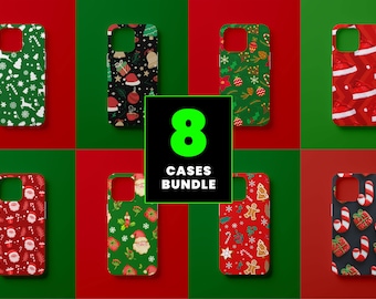 Christmas Pattern Phone Case Designs | New Year Phone Case SVG | Santa Claus Phone Case Bundle | iPhone Sublimation Design | PNG